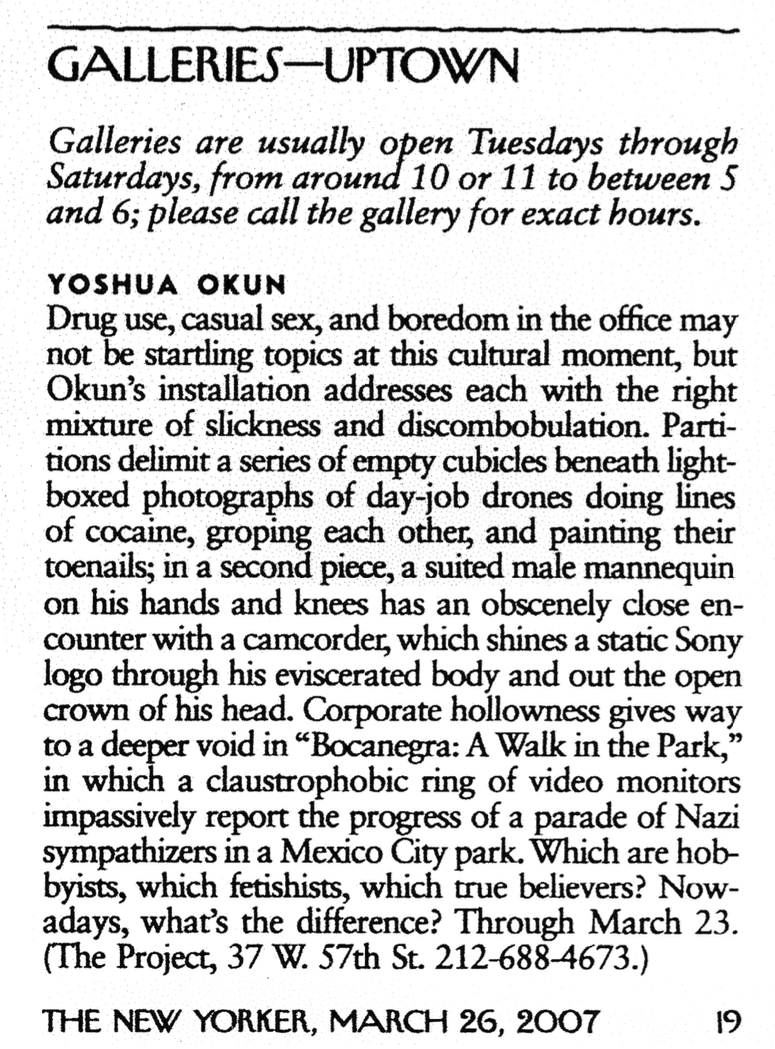 Yoshua Okón,The New Yorker,2007
