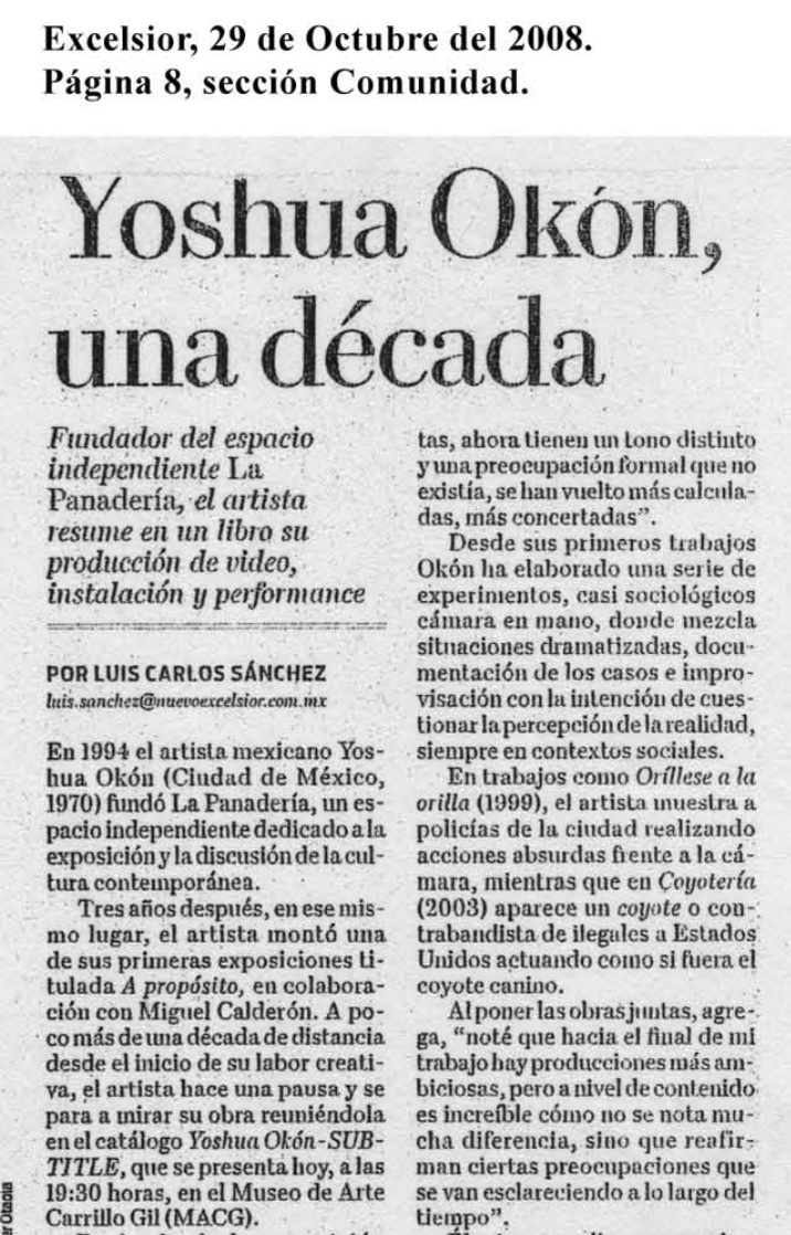 Yoshua Okón,una década,2008