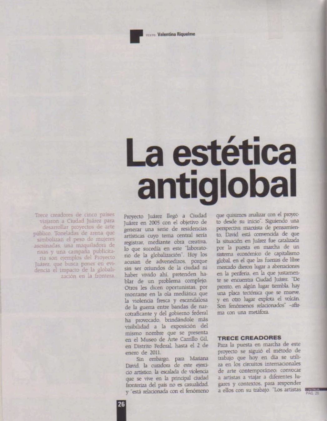 La estética antiglobal,2010
