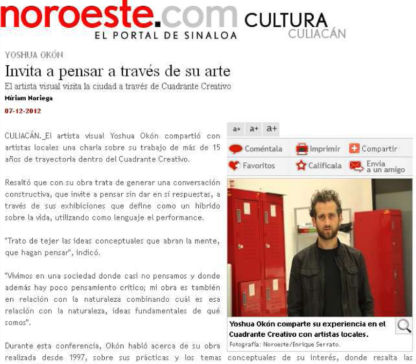Invita a pensar a través de su arte,2012