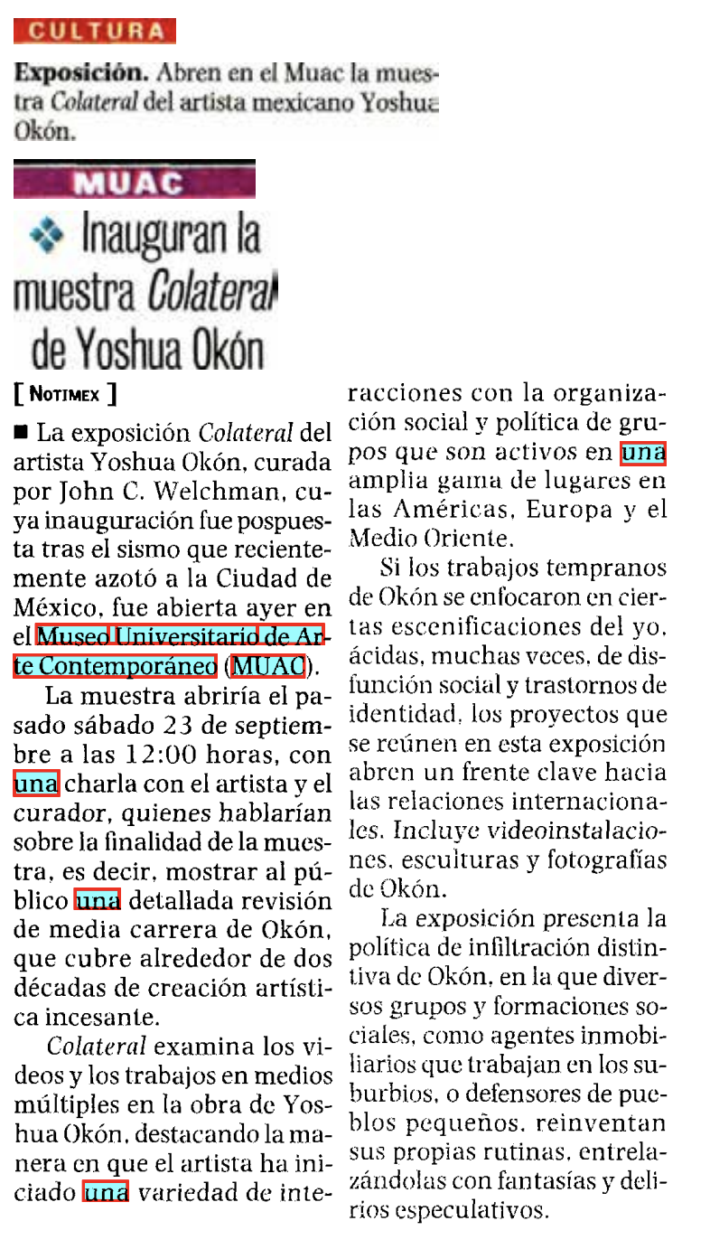 Inauguran la muestra Colateral,2017