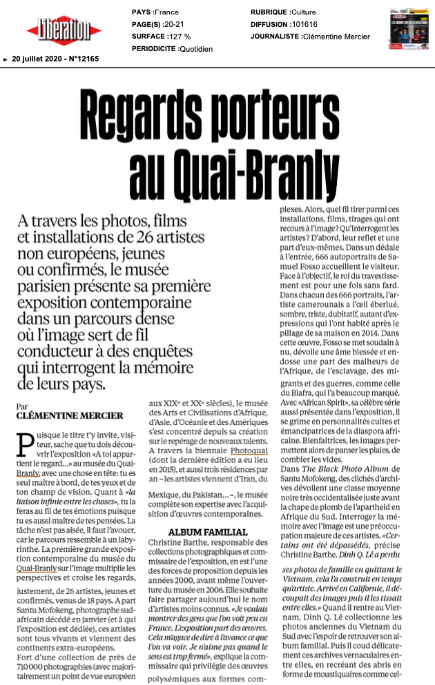 Regards porteurs au Quai-Branly,2020