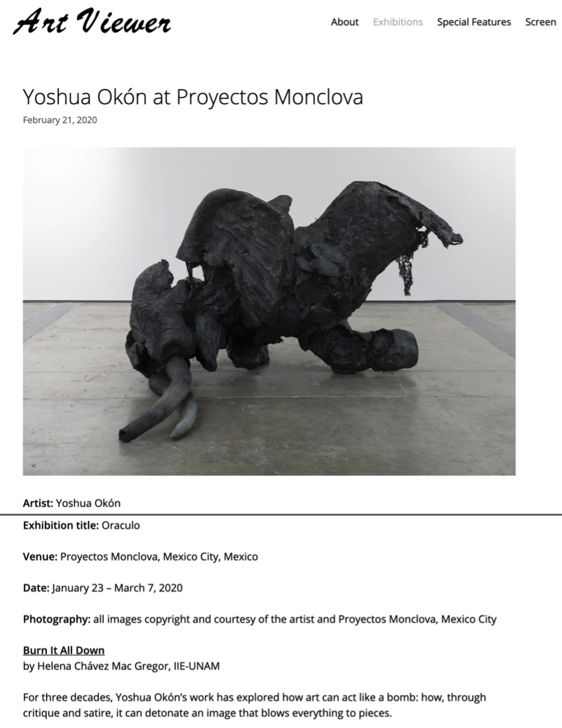 Yoshua Okón at Proyectos Monclova,2020