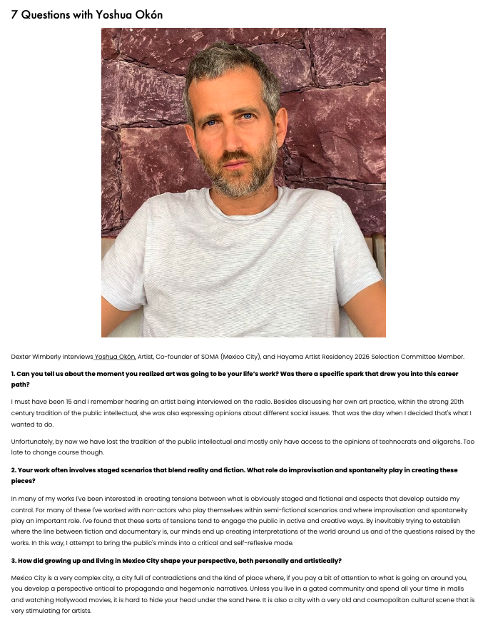 7 Questions with Yoshua Okón,2025